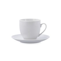 Cup with Plate Quid New Renova White Ceramic 200 ml (6 Units)