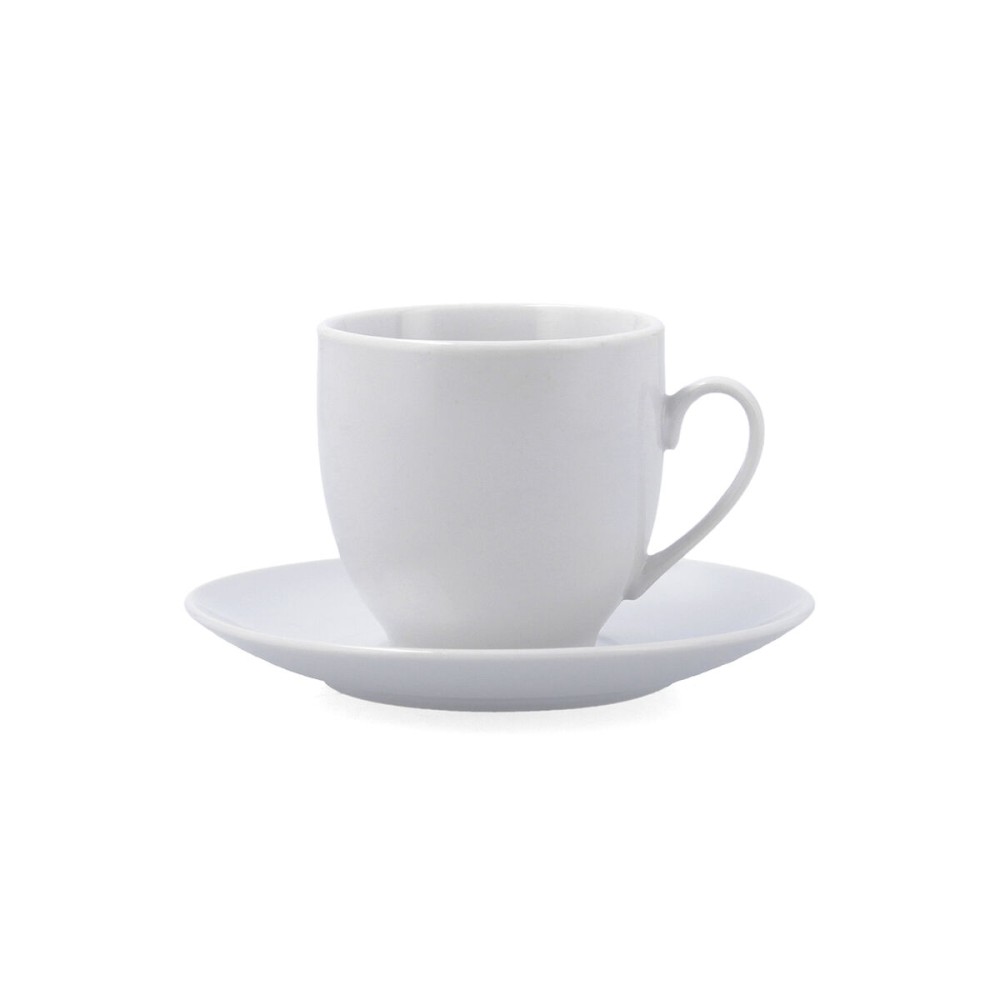 Cup with Plate Quid New Renova White Ceramic 200 ml (6 Units)