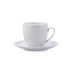 Cup with Plate Quid New Renova White Ceramic 200 ml (6 Units)