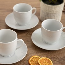 Tasse mit Untertasse Quid New Renova Weiß aus Keramik 200 ml (6 Stück)