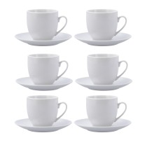 Cup with Plate Quid New Renova White Ceramic 200 ml (6 Units)