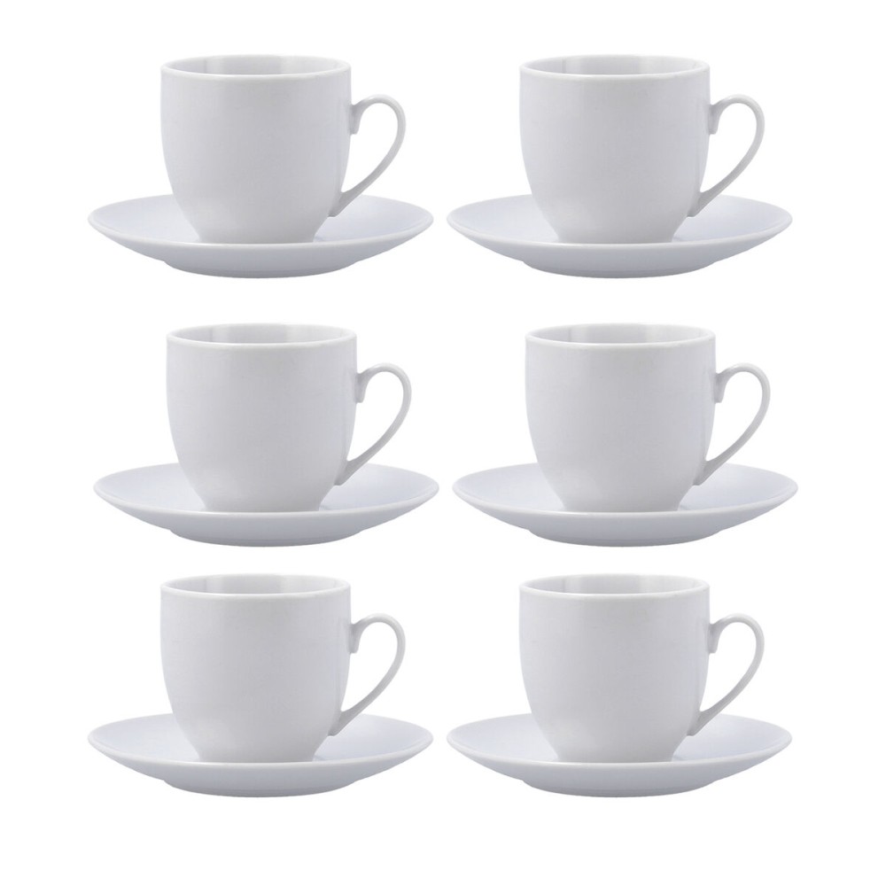 Cup with Plate Quid New Renova White Ceramic 200 ml (6 Units)