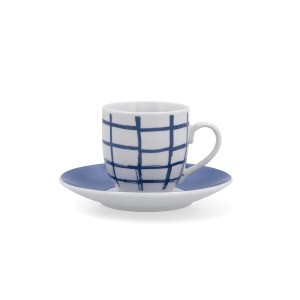 Cup with Plate Quid Kansas Blue Ceramic 90 ml (6 Units)