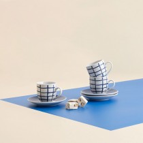 Cup with Plate Quid Kansas Blue Ceramic 90 ml (6 Units)