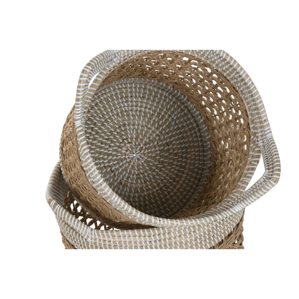 Set de basket Home ESPRIT Blanc Naturel Papier Herbier marin (2 Pièces)