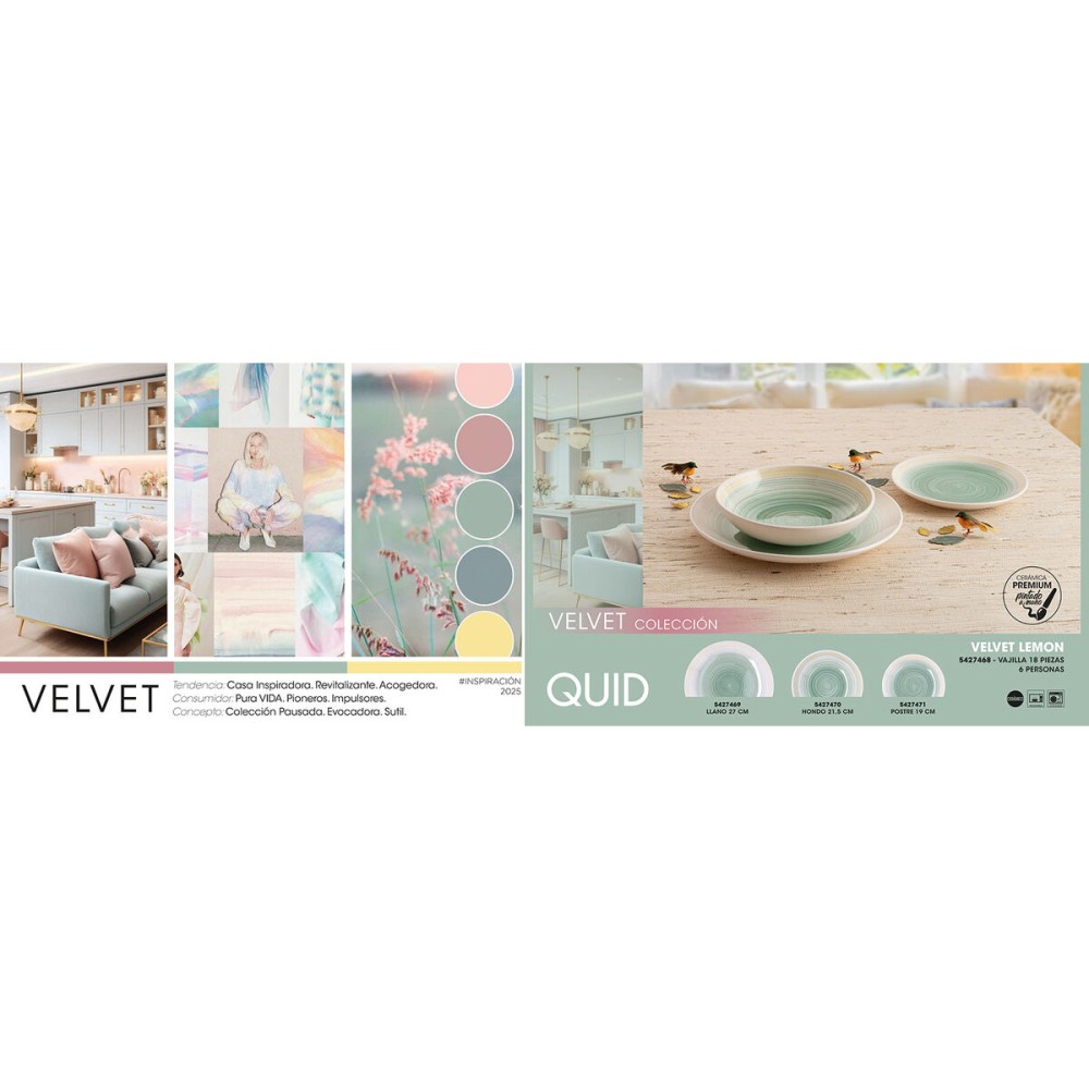 Assiettes Quid Velvet Vert Céramique 18 Pièces