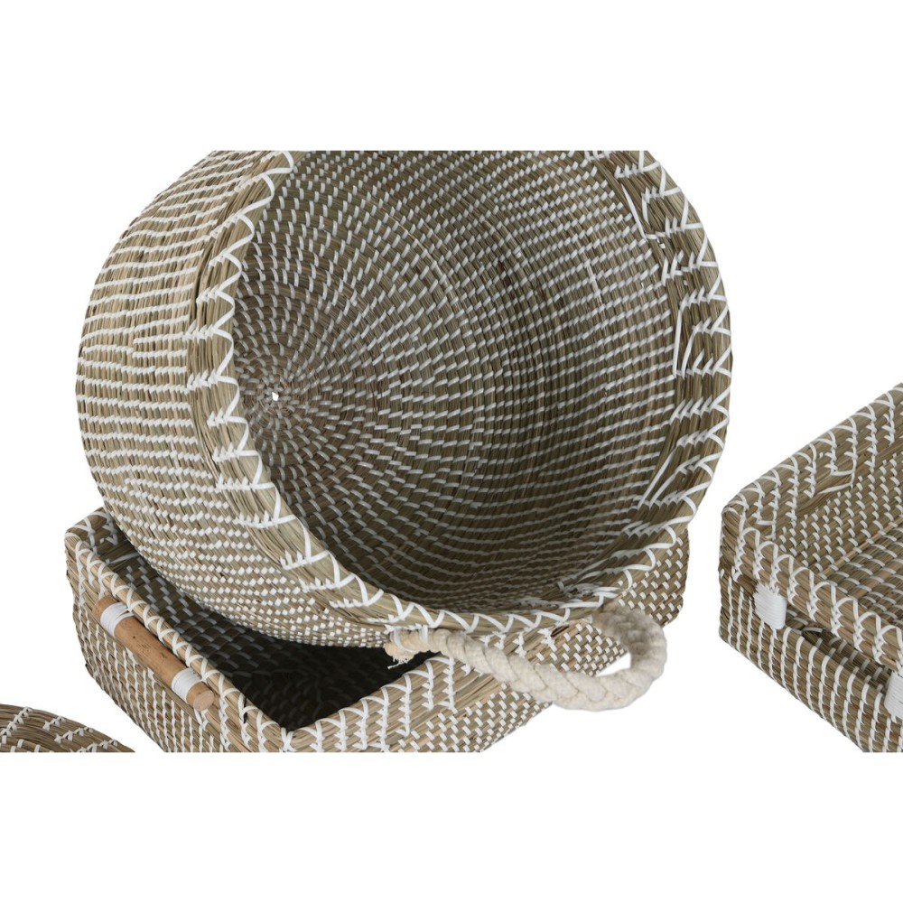 Basket set Home ESPRIT White Natural Seagrass (5 Pieces)