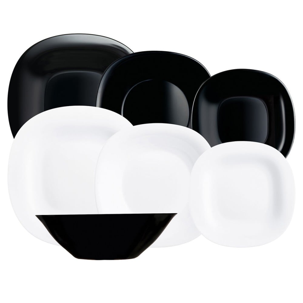 Assiettes Luminarc Carine N&b Blanc Noir verre 19 Pièces