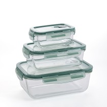 Ensemble de Boîtes à Lunch Quid Minimal Vert verre 330 ml 800 ml 1,8 L 3 Pièces