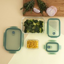 Lunchbox-Set Quid Minimal grün Glas 330 ml 800 ml 1,8 L 3 Stücke