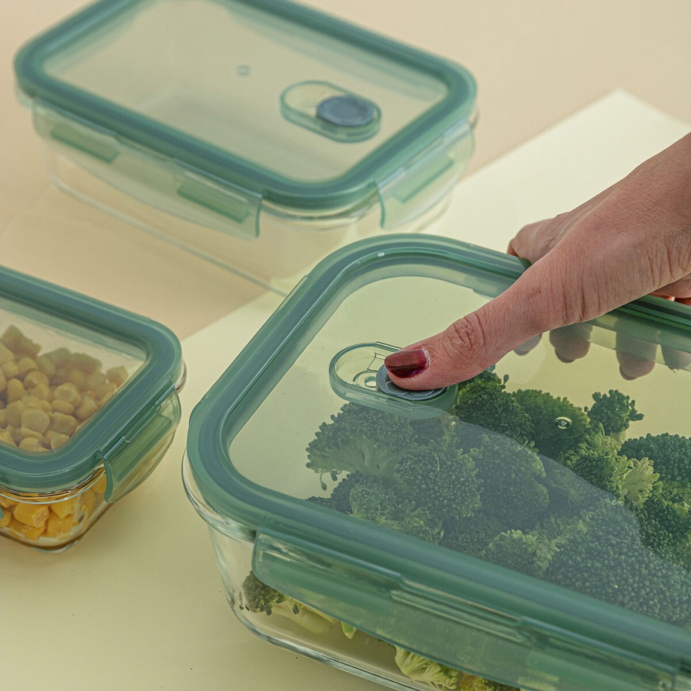 Lunchbox-Set Quid Minimal grün Glas 330 ml 800 ml 1,8 L 3 Stücke