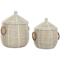 Set de basket Home ESPRIT Blanc Naturel Herbier marin (2 Pièces)