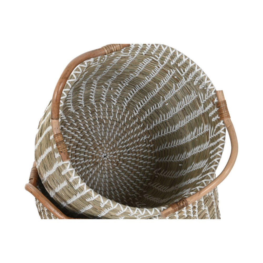 Set de basket Home ESPRIT Blanc Naturel Herbier marin (3 Pièces)
