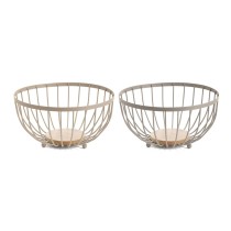Fruit Bowl Home ESPRIT Beige Pink Metal Rubber wood 25 x 25 x 13 cm (2 Units)