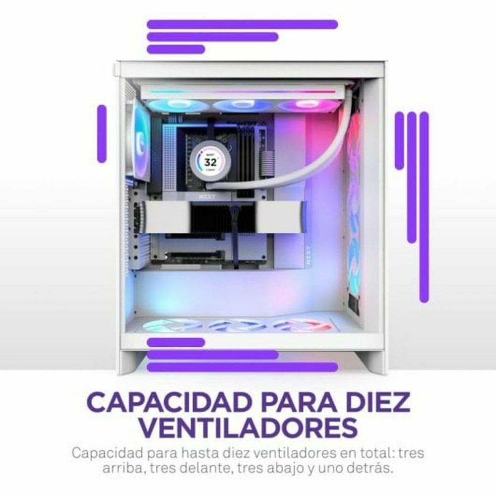 Boîtier ATX semi-tour NZXT H7 Flow RGB Midi Blanc