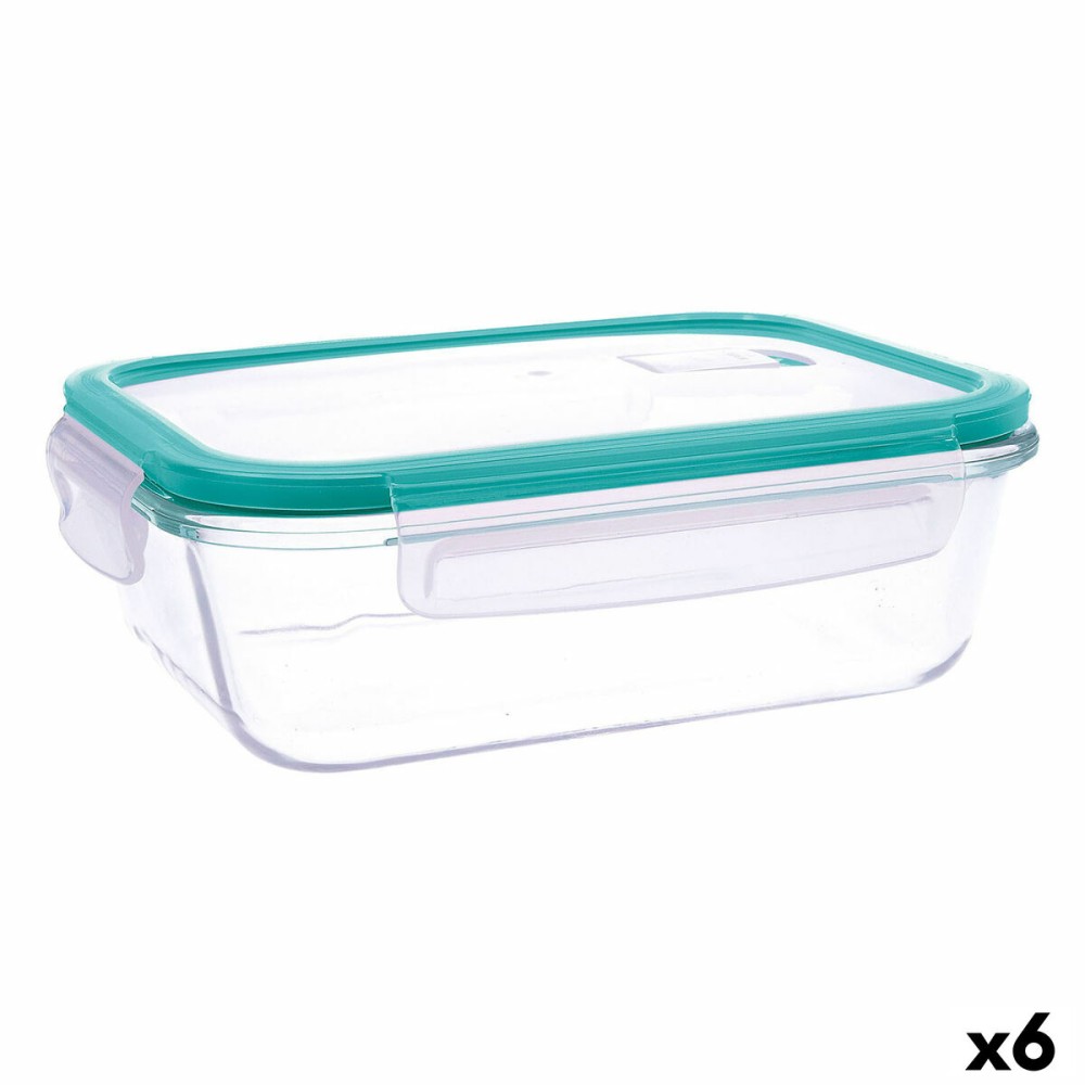 Lunchbox hermetisch Quid Ciclon türkis Glas 1,04 L (6 Stück)