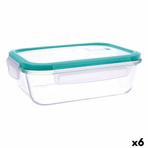Boîte à lunch hermétique Quid Ciclon Turquoise verre 1,04 L (6 Unités)