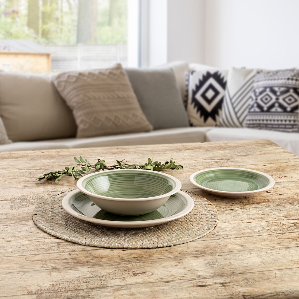 Flat Plate Quid Calypso Green Ceramic Ø 27 cm (12 Units)