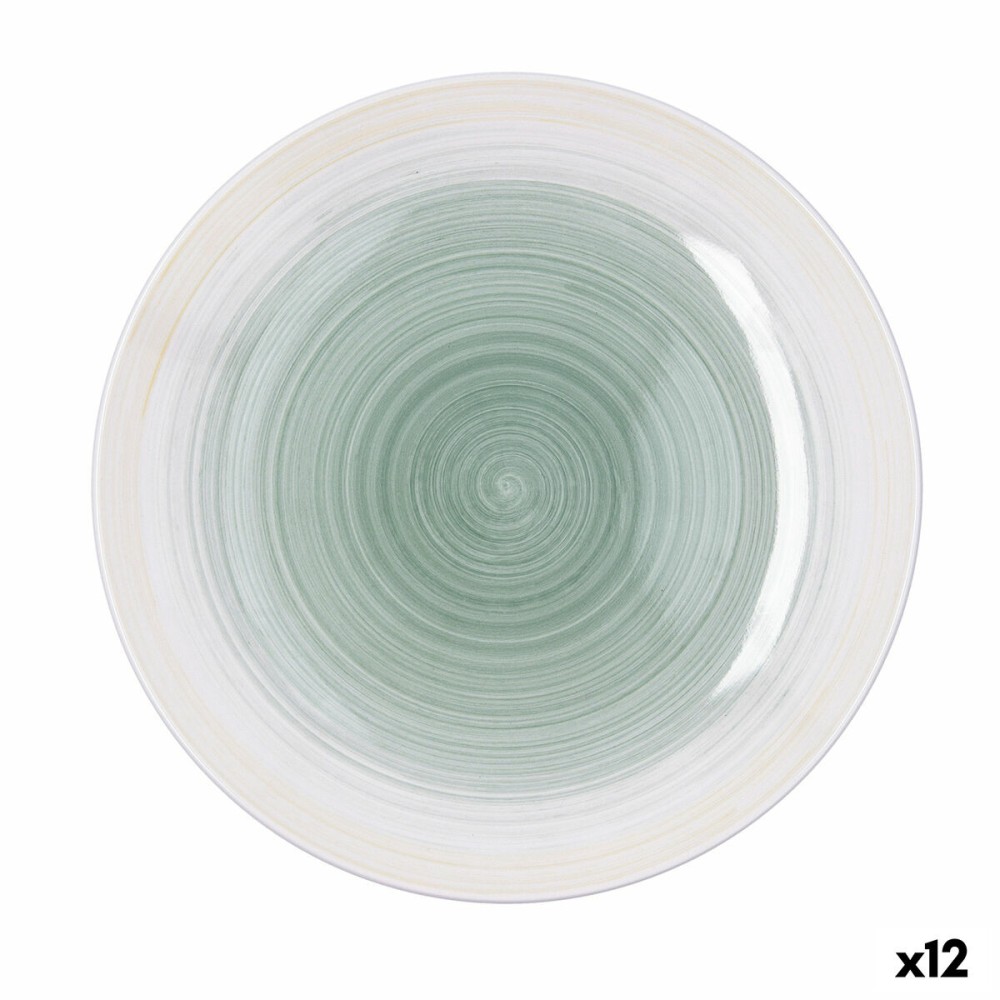 Flacher Teller Quid Velvet grün aus Keramik Ø 27 cm (12 Stück)