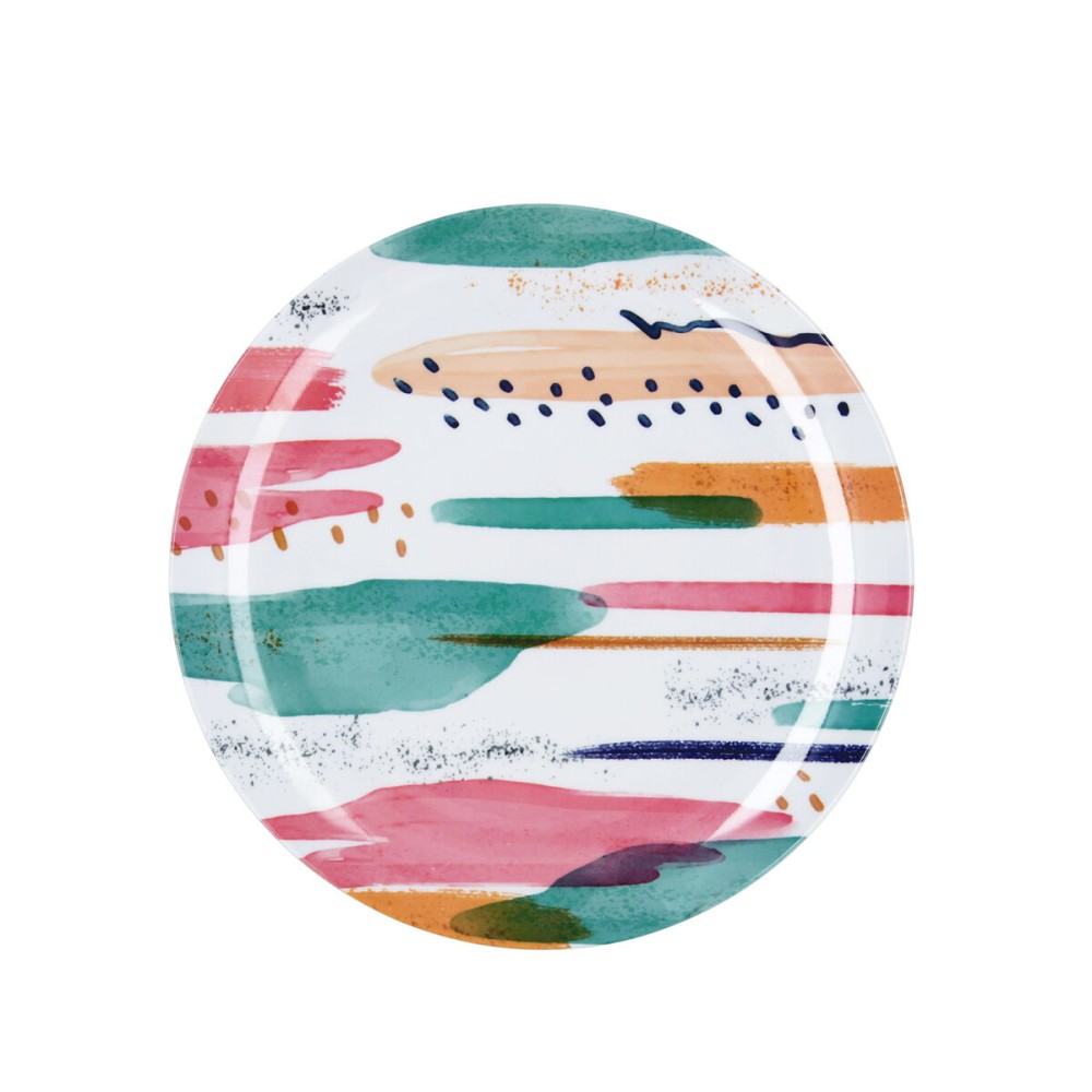 Flat Plate Quid Acuarela White Bioplastic Ø 25 cm (12 Units)