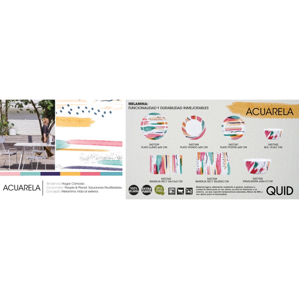 Assiette creuse Quid Acuarela Blanc Bioplastique Ø 20 cm (12 Unités)