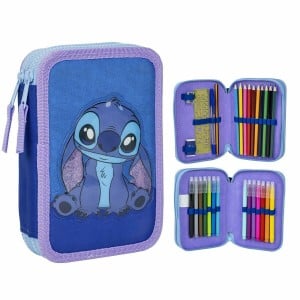 Pochette crayons Stitch Bleu 12,5 x 19,5 x 4,5 cm