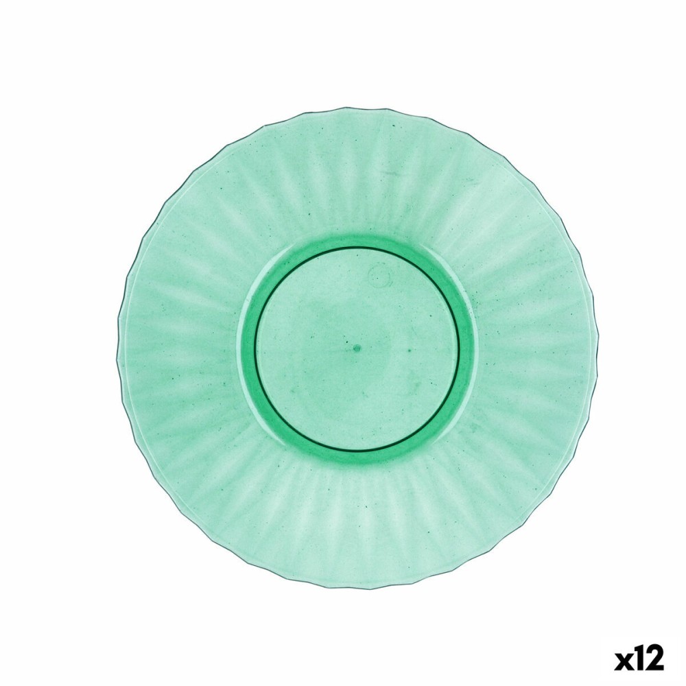 Flacher Teller Quid Iris grün Kunststoff Ø 19 cm (12 Stück)