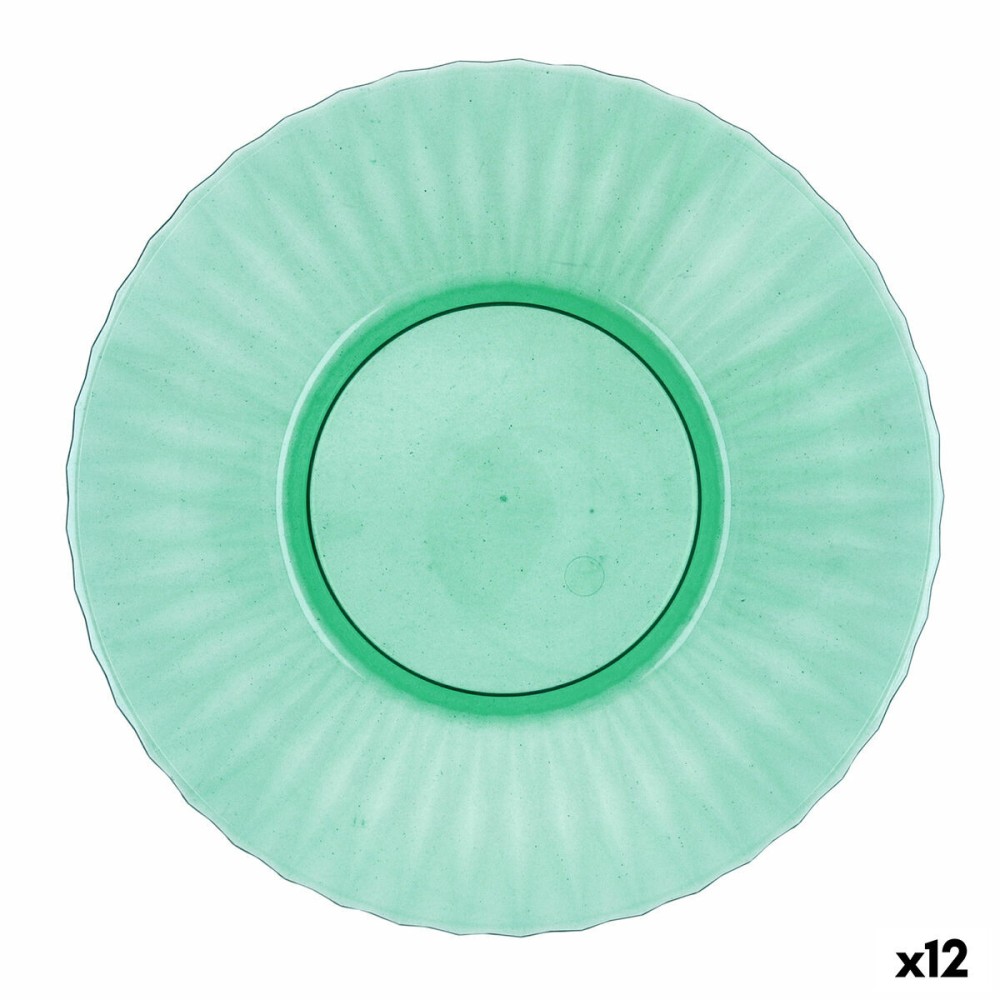 Flacher Teller Quid Iris grün Kunststoff Ø 26 cm (12 Stück)