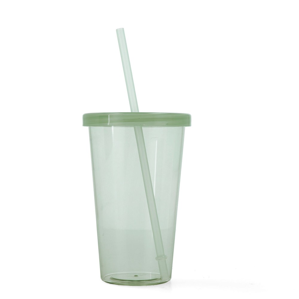 Becher mit Strohhalm Quid Quidate grün Kunststoff 475 ml (12 Stück)