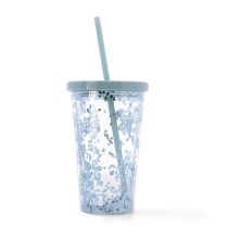 Verre avec Paille Quid Quidate Bleu Plastique 425 ml (12 Unités)