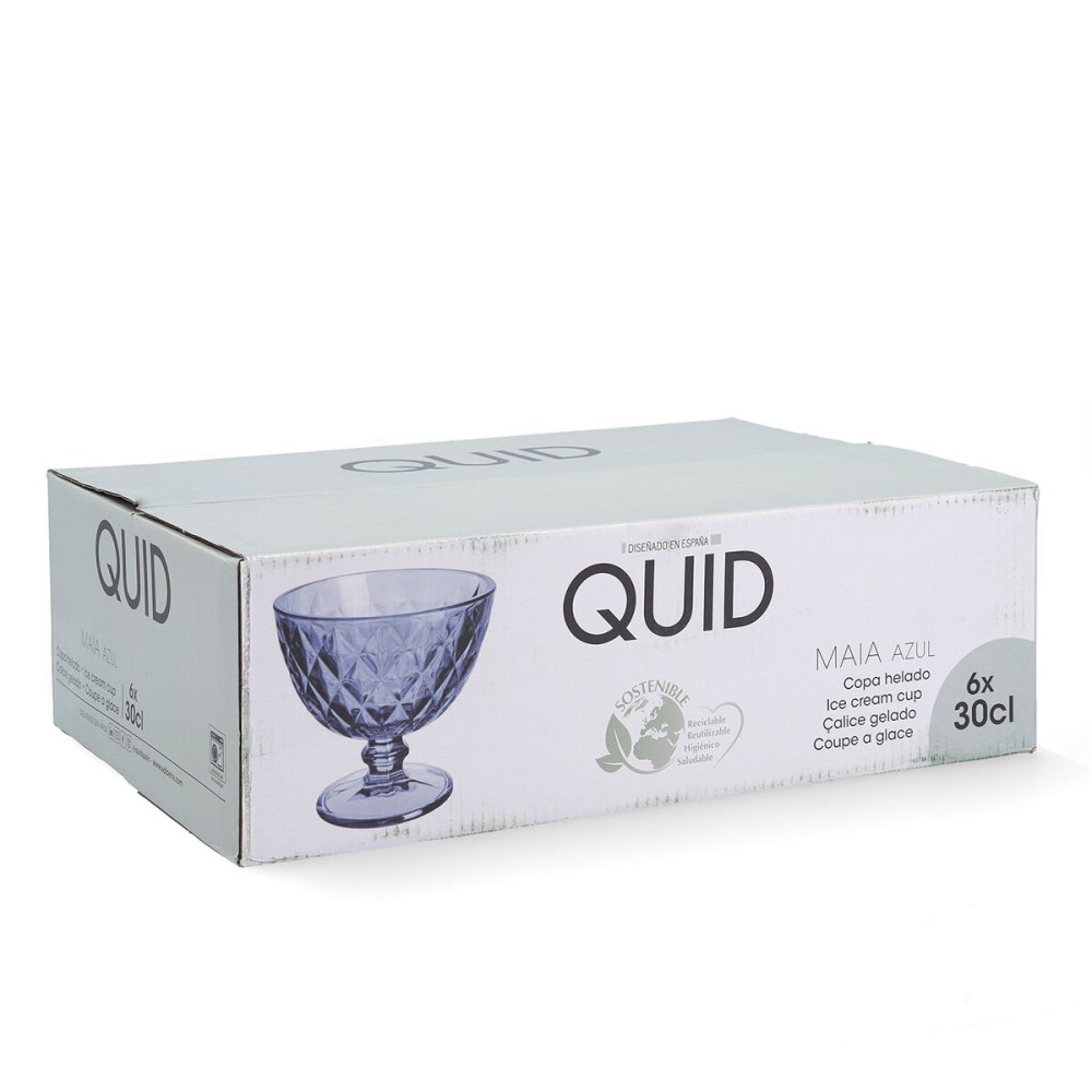 Eiscreme- und Milchshakes-Becher Quid Maia Blau Glas 300 ml (6 Stück)