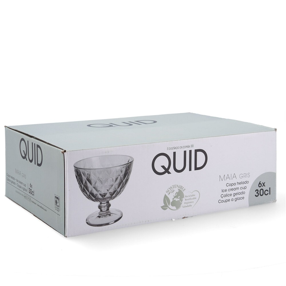 Coupe de glaces et de milkshakes Quid Maia Gris verre 300 ml (6 Unités)