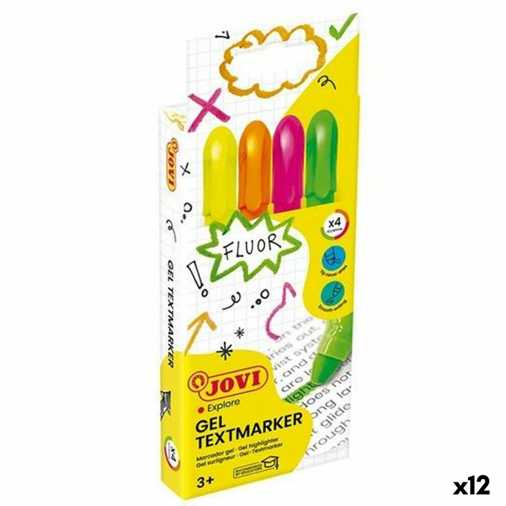 Fluorescent Marker Set Jovi GEL TEXTMARKER Multicolour (12 Units)