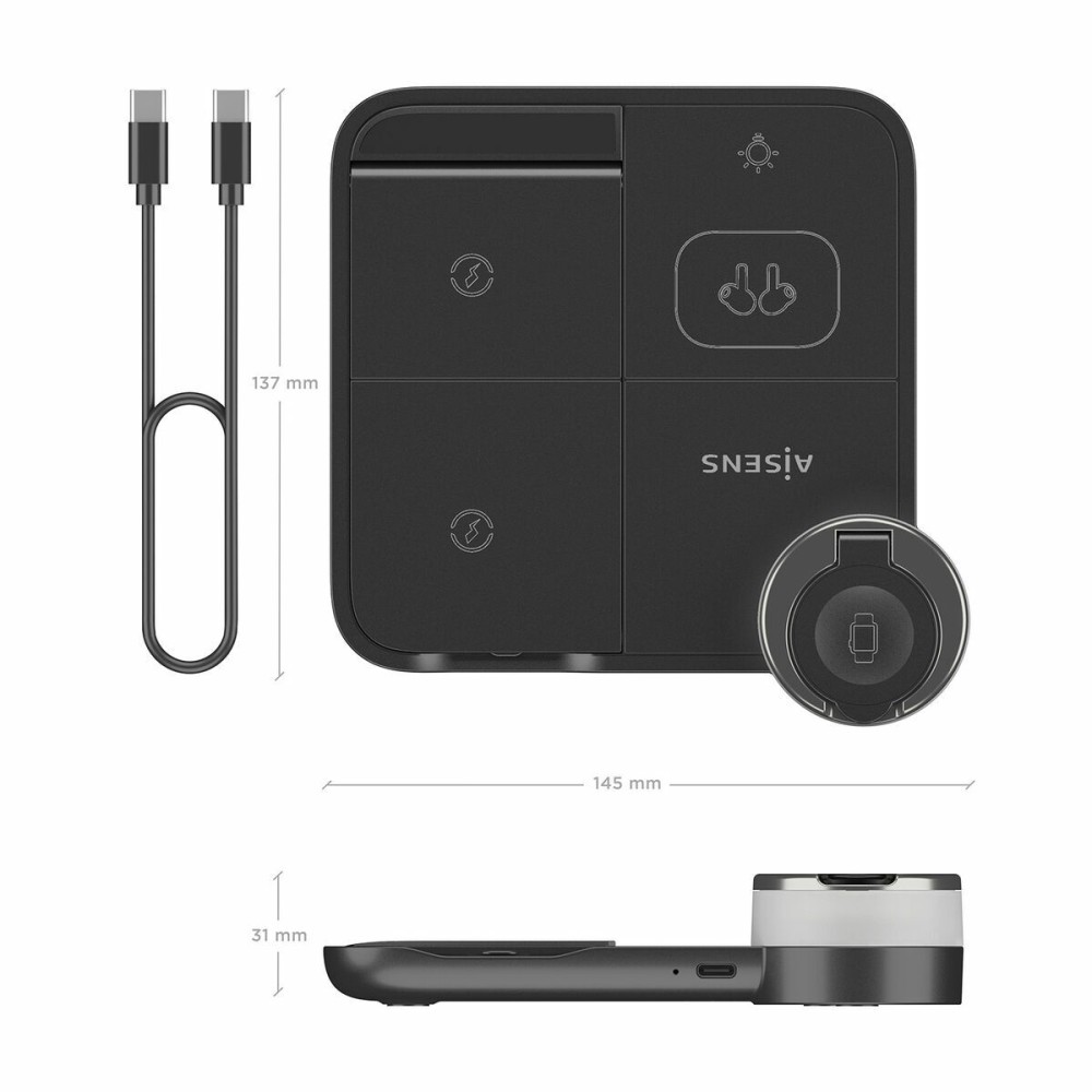 Chargeur sans fil Aisens ASCH-15W4WC062-BK Noir 15 W