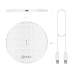 Cordless Charger Aisens ASCH-15W1WC057-W White 15 W