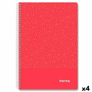 Cahier Imprex Rouge Din A4 80 Volets (4 Unités)
