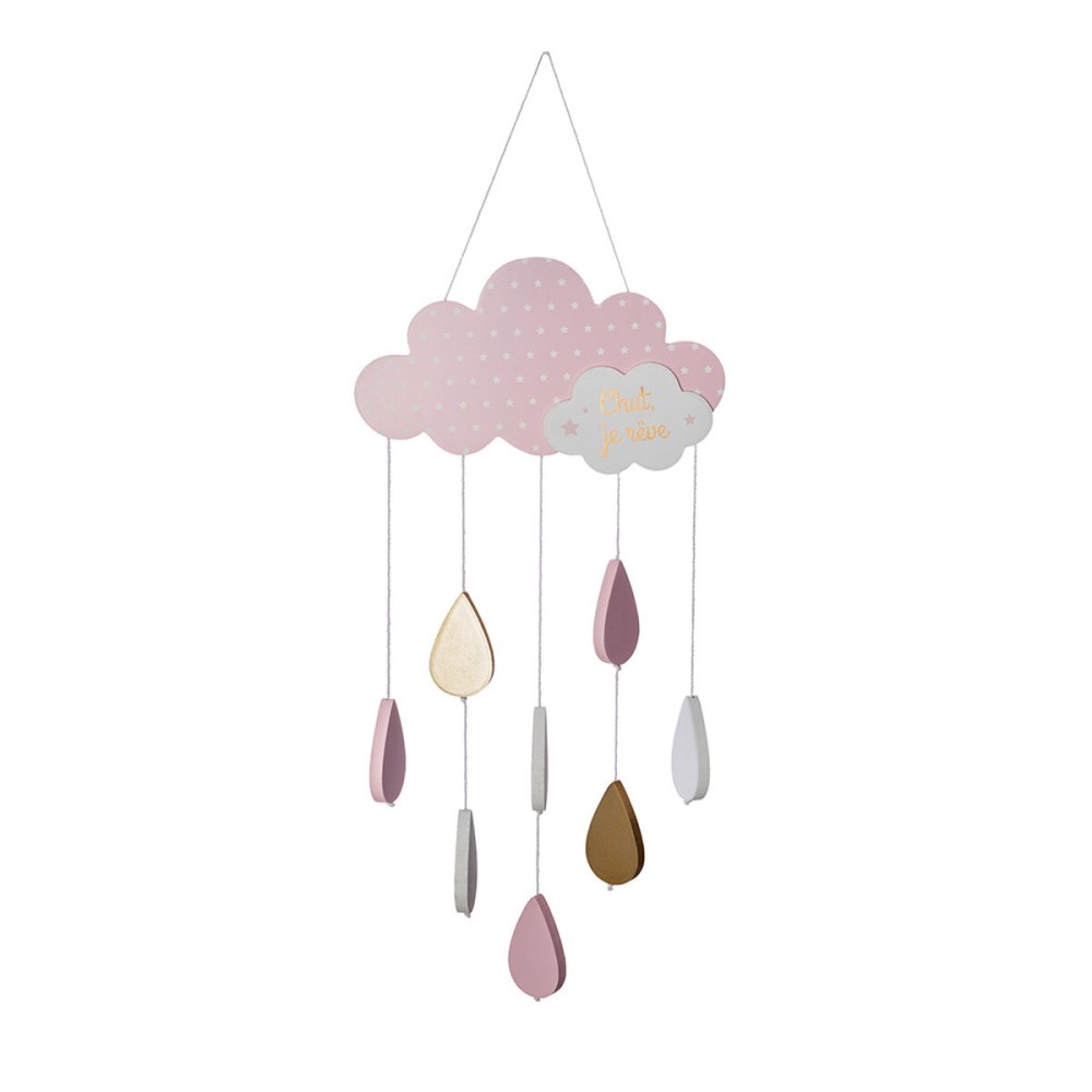 Carrousel pour Berceau Atmosphera Nuages Rose Bois MDF