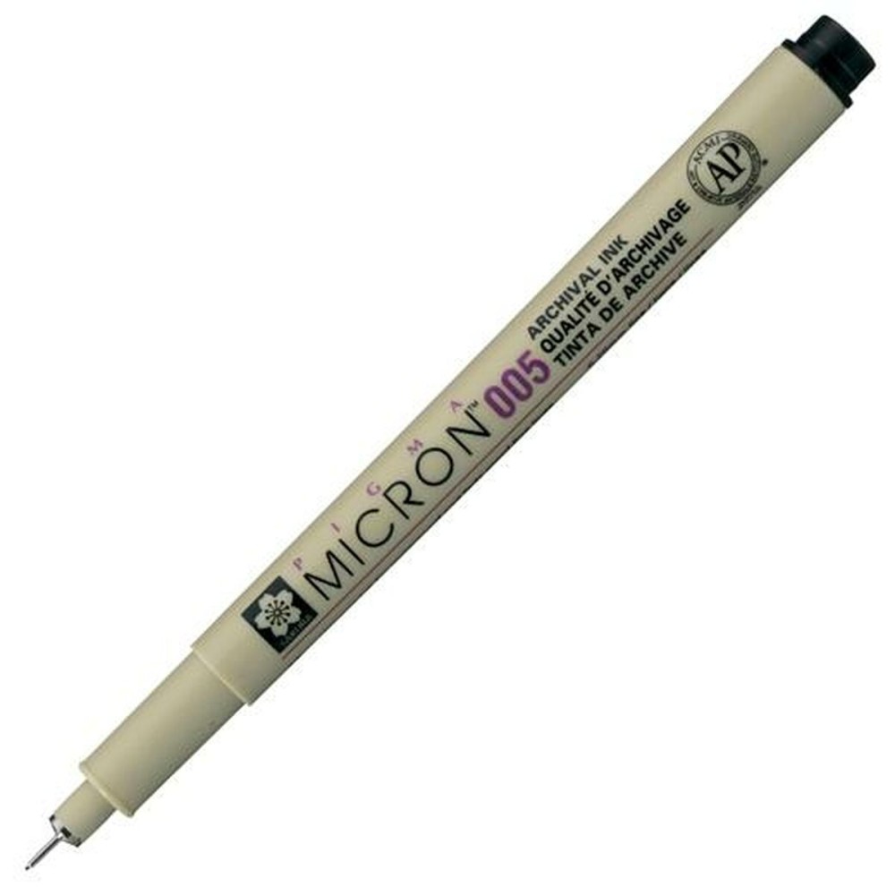 Felt-tip pens Talens Sakura PIGMA MICRON 005 Black (12 Units)