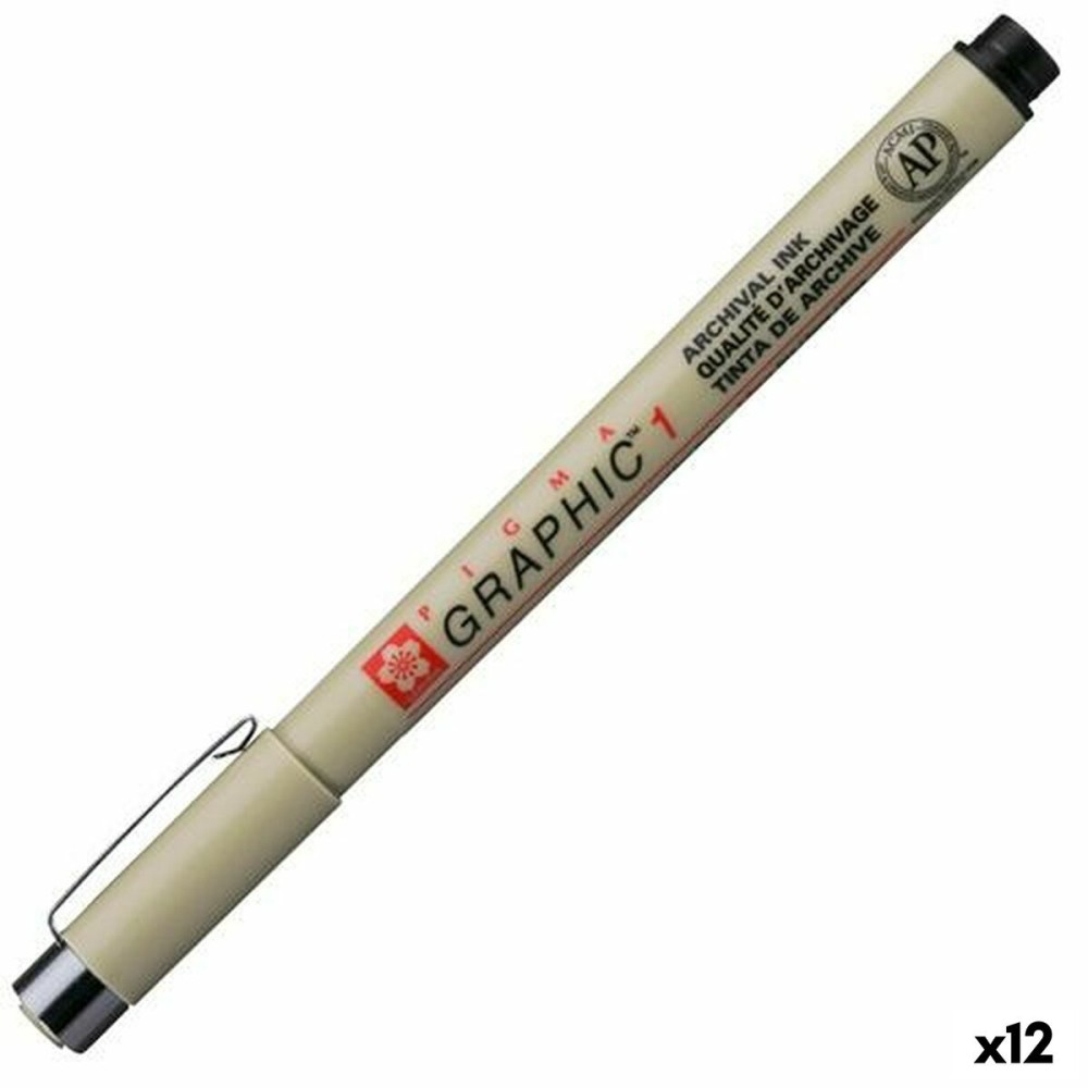 Feutres Talens Sakura PIGMA GRAPHIC 1 Noir (12 Unités)