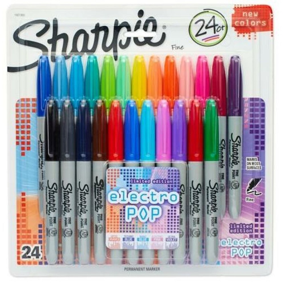 Ensemble de Marqueurs Sharpie Electro Pop Multicouleur 24 Pièces 1 mm (6 Unités)