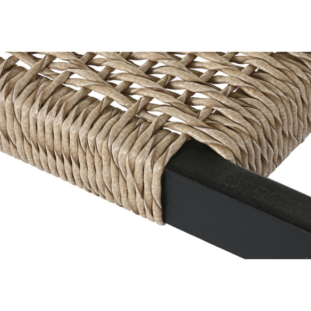Hocker Home ESPRIT Schwarz Synthetische Faser Faser Teakholz 120 x 40 x 45 cm