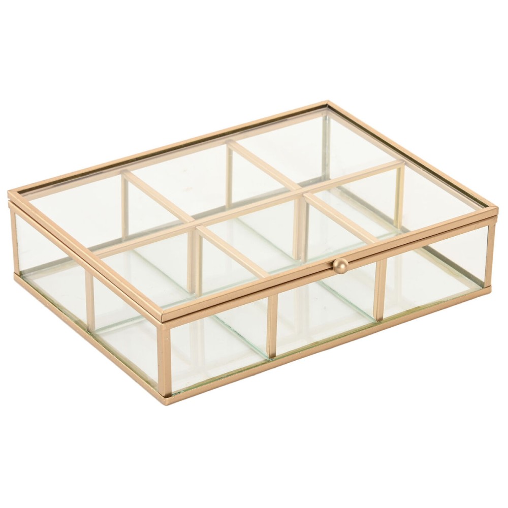 Box-Schmuckkästchen Home ESPRIT Gold Metall Kristall 20 x 16 x 5 cm