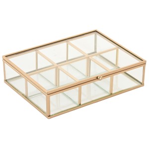 Boîte à bijoux Home ESPRIT Doré Métal Verre 20 x 16 x 5 cm