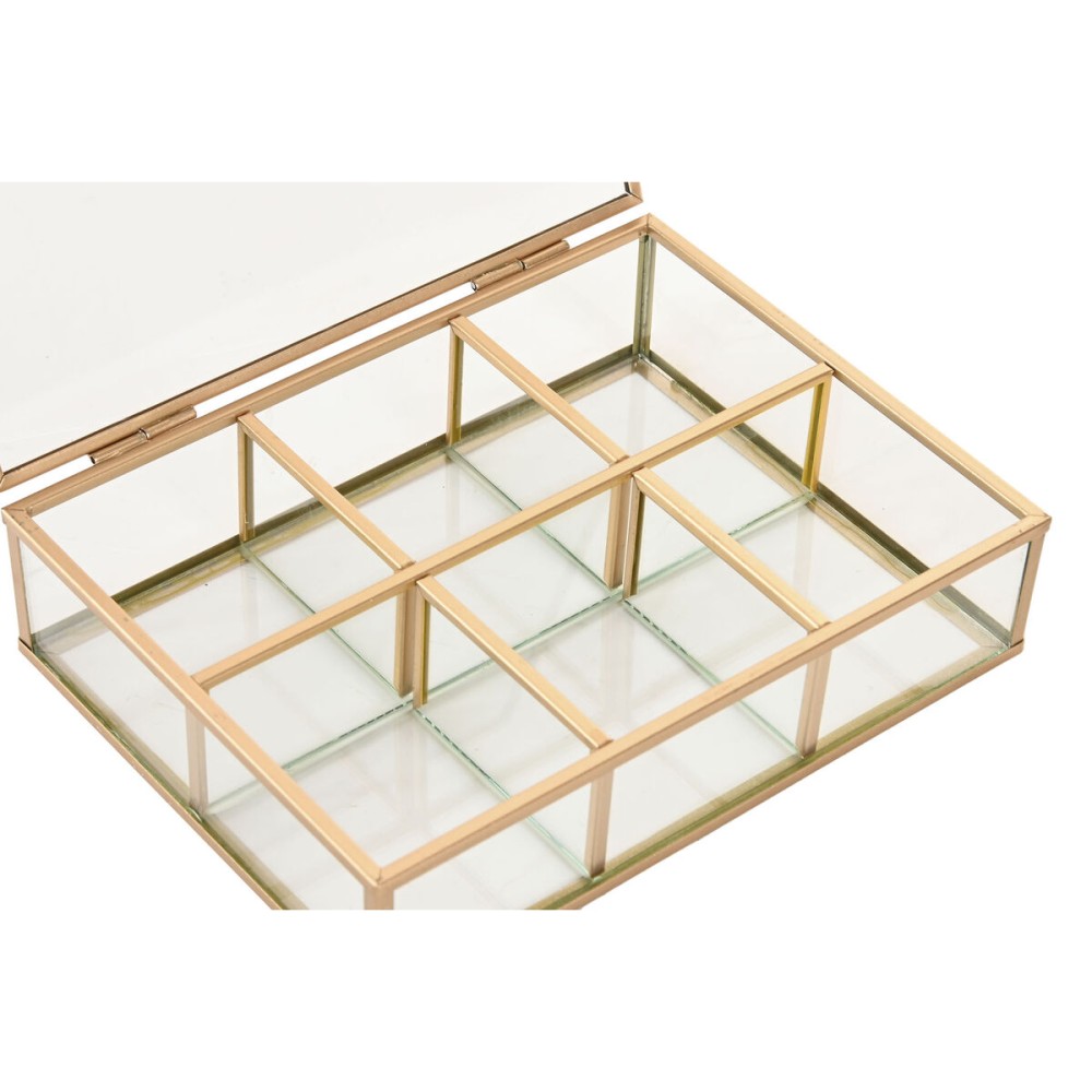 Boîte à bijoux Home ESPRIT Doré Métal Verre 20 x 16 x 5 cm