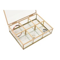 Boîte à bijoux Home ESPRIT Doré Métal Verre 20 x 16 x 5 cm