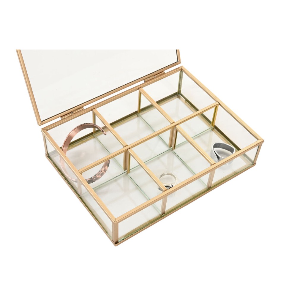 Boîte à bijoux Home ESPRIT Doré Métal Verre 20 x 16 x 5 cm