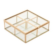Boîte à bijoux Home ESPRIT Doré Métal Verre 15 x 16 x 5 cm