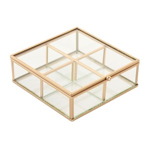 Boîte à bijoux Home ESPRIT Doré Métal Verre 15 x 16 x 5 cm