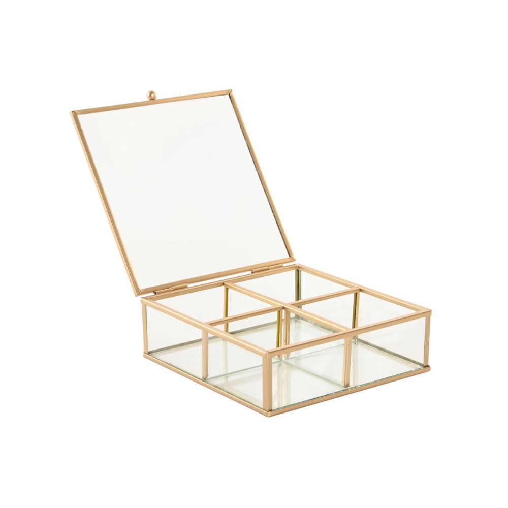 Boîte à bijoux Home ESPRIT Doré Métal Verre 15 x 16 x 5 cm