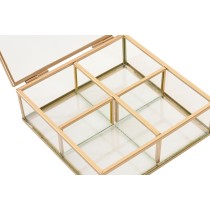 Boîte à bijoux Home ESPRIT Doré Métal Verre 15 x 16 x 5 cm
